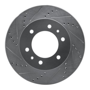 Hummer H3 Brake Rotor (1) - Front Left - R1 Concepts - Drilled & Slotted - Silver - `06-`10